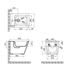 Біде підвісне Qtap Tern 500x360x320 White QT17551303GW Біде підвісне Qtap Tern 500x360x320 White QT17551303GW
